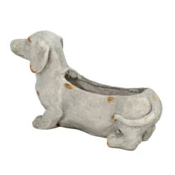 Solstice Sculptures Sausage Dog Planter 30Cm Weathered Light Stone Effect -Garden Tools Shop 375488 4