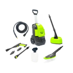 Greenworks G30 120 Bar Pressure Washer (Inc Patio Cleaner, Brush & Foam Sprayer)