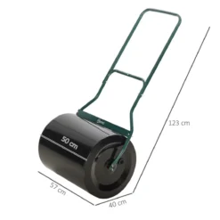 Outsunny 50cm Steel Garden Lawn Roller Push Pull W/ Fillable Cylinder Water Sand Plug Lawn Flatten Seed Sow Rolling Drum W/ Handle -Garden Tools Shop 399680 3