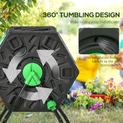 Outsunny 65L Compost Bin For Garden Rotating Compost Maker With Steel Legs And 48 Ventilation Openings 11 Outsunny 65L Compost Bin For Garden Rotating Compost Maker With Steel Legs And 48 Ventilation Openings -Garden Tools Shop 399700 5