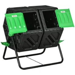 Outsunny Dual Chamber Garden Compost Bin - 130L