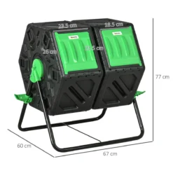 Outsunny Dual Chamber Garden Compost Bin - 130L -Garden Tools Shop 399701 3