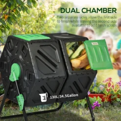 Outsunny Dual Chamber Garden Compost Bin - 130L -Garden Tools Shop 399701 4