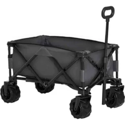Outsunny Outdoor Pull Along Folding Cargo Wagon - Dark Grey