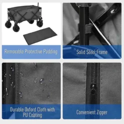 Outsunny Outdoor Pull Along Folding Cargo Wagon - Dark Grey -Garden Tools Shop 403484 4