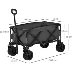 Outsunny Outdoor Pull Along Folding Cargo Wagon - Dark Grey -Garden Tools Shop 403484 7