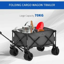 Outsunny Outdoor Pull Along Folding Cargo Wagon - Dark Grey -Garden Tools Shop 403484 8