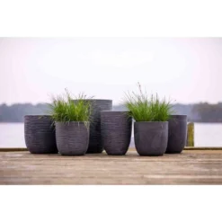 Capi Europe Vase Elegant Low Waste Rib NL 34x46 Terrazzo Grey -Garden Tools Shop 406406 03