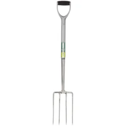 Draper Extra Long Stainless Steel Garden Fork With Soft Grip - Silver